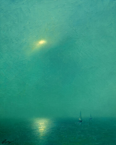 Картина под названием "Moonlight 1" - Dmitry Oleyn, Подлинное произведение искусства, Масло Установлен на Деревянная рама дл…