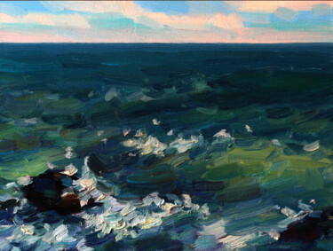 Peinture intitulée "Deep black sea" par Dmitry Oleyn, Œuvre d'art originale, Huile Monté sur Carton