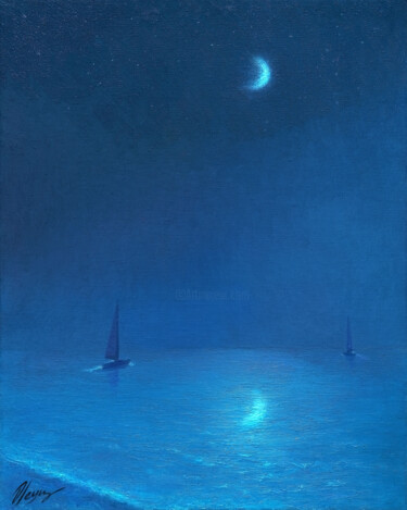 Peinture intitulée "Moonlight 3" par Dmitry Oleyn, Œuvre d'art originale, Huile