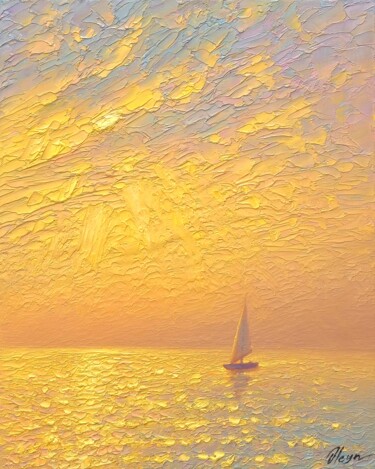 Peinture intitulée "Sunny sea" par Dmitry Oleyn, Œuvre d'art originale, Huile Monté sur Châssis en bois