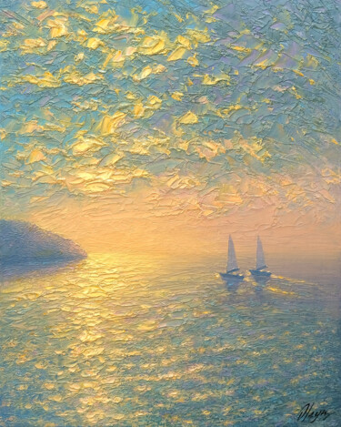 Картина под названием "seascape 20" - Dmitry Oleyn, Подлинное произведение искусства, Масло Установлен на Деревянная рама дл…