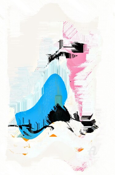 Digitale Kunst getiteld "Abstract flamingo" door Dmitry Oleynik, Origineel Kunstwerk, Digitaal Schilderwerk