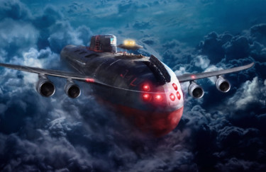 Цифровое искусство под названием "Flying submarine" - Dmitry Senichkin, Подлинное произведение искусства, Фотомонтаж