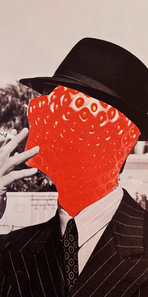 Peinture intitulée "strawberry man" par Dmitry Tatarovsky, Œuvre d'art originale, Ruban adhésif