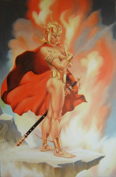 Картина под названием "Золотой Воин" - Дмитрий Дмитриев, Подлинное произведение искусства, Масло