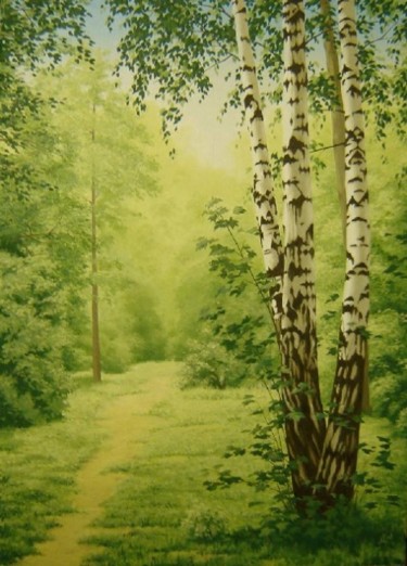 Painting titled "На поляне" by Dmitrii Dmitriev, Original Artwork, Oil