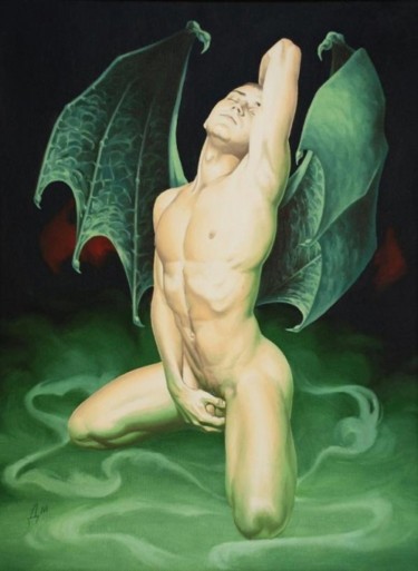 Painting titled "Инкуб" by Dmitrii Dmitriev, Original Artwork, Oil