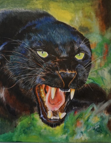 Painting titled ""Panther" Acrylgemä…" by Dmitry Levin, Original Artwork, Acrylic