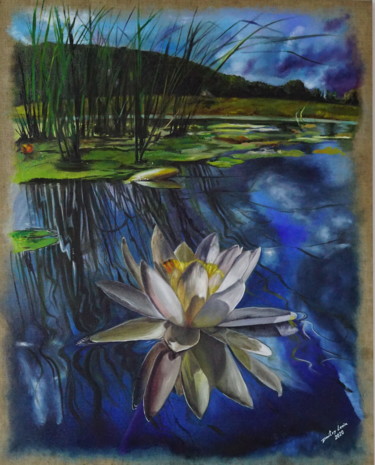 Malerei mit dem Titel "Seerose" von Dmitry Levin, Original-Kunstwerk, Öl