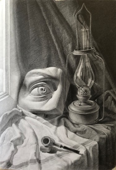 Drawing titled "Still life with Eye…" by Dmitry Klyucharev, Original Artwork, Pencil