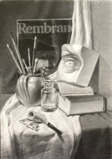 Desenho intitulada "Stil life with eye…" por Dmitry Klyucharev, Obras de arte originais, Lápis