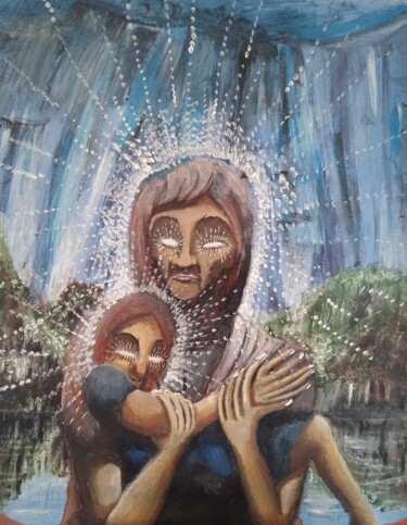Картина под названием "Gesù e il nuovo Mes…" - Dml, Подлинное произведение искусства, Масло