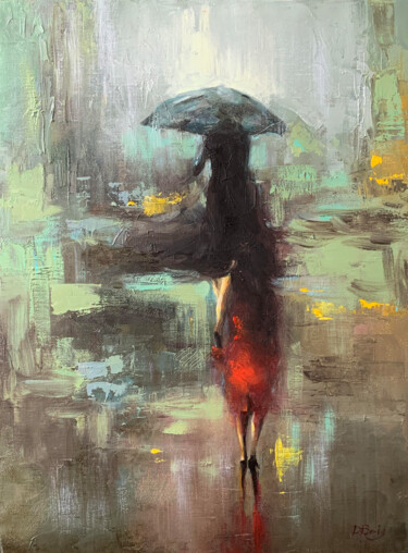 Картина под названием "It's raining again…" - Dmytro Boykov, Подлинное произведение искусства, Масло Установлен на Деревянна…