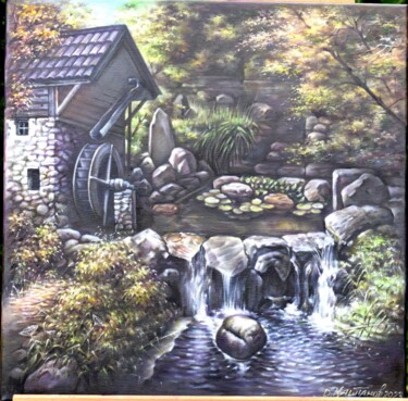 Painting titled "Wassermühle" by Dmytro Kashtanov, Original Artwork, Oil