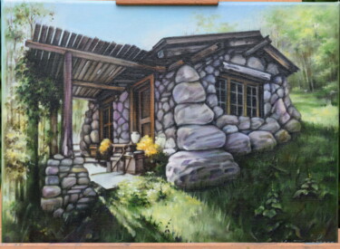 Malerei mit dem Titel "Haus auf dem Hügel" von Dmytro Kashtanov, Original-Kunstwerk, Öl
