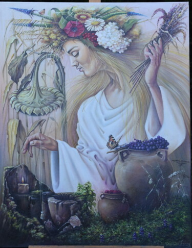 Painting titled "Waldfee" by Dmytro Kashtanov, Original Artwork, Oil