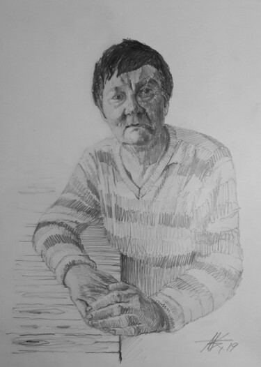 Zeichnungen mit dem Titel "Lady portret" von Dmytro Koptyev, Original-Kunstwerk, Bleistift