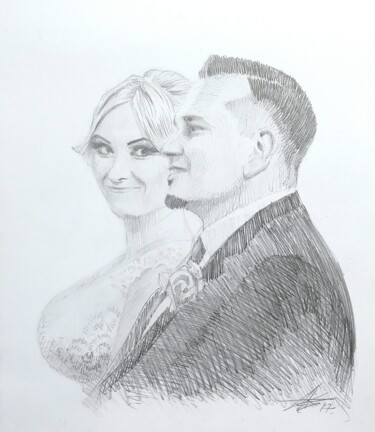 Desenho intitulada "Bride" por Dmytro Koptyev, Obras de arte originais, Lápis