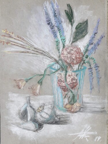 Desenho intitulada "Garlic Stills" por Dmytro Koptyev, Obras de arte originais, Pastel