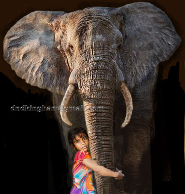 Цифровое искусство под названием "Elephant" - David Kingham As Above, Подлинное произведение искусства, Цифровая живопись