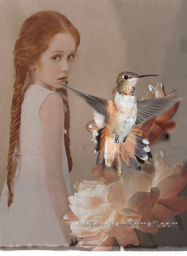 Digitale Kunst getiteld "Hummingbird" door David Kingham As Above, Origineel Kunstwerk, Digitaal Schilderwerk