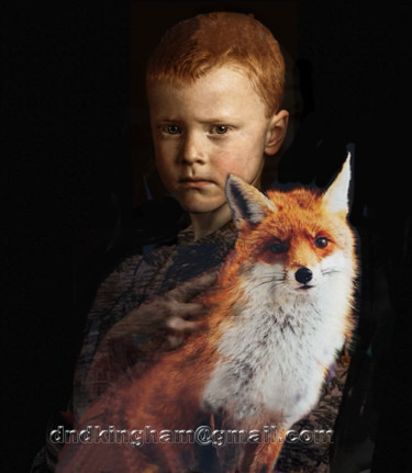 Digitale Kunst getiteld "Boy with Fox" door David Kingham As Above, Origineel Kunstwerk, Digitaal Schilderwerk