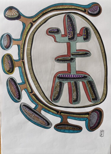Σχέδιο με τίτλο "TOTEM" από Do.M.Ju, Αυθεντικά έργα τέχνης, Μαρκαδόρος