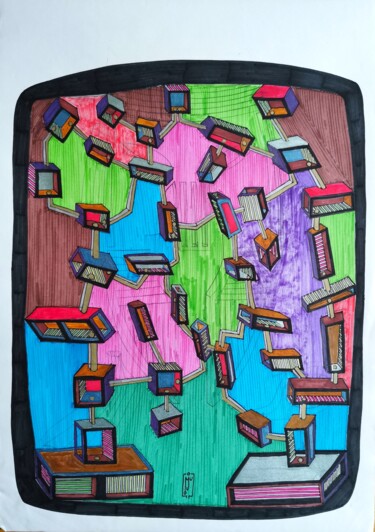 Drawing titled "CONNECTIONS" by Do.M.Ju, Original Artwork, Marker