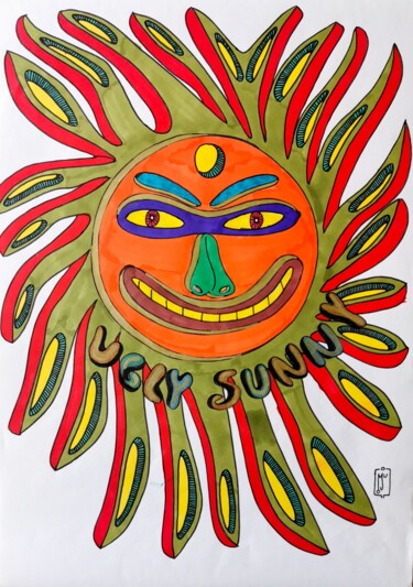 Dibujo titulada "UGLY SUNNY" por Do.M.Ju, Obra de arte original, Rotulador