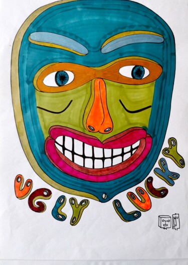 Drawing titled "UGLY LUCKY" by Do.M.Ju, Original Artwork, Marker