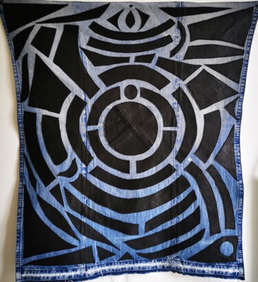 Textile Art titled "BLACK LABYRINTHE" by Do.M.Ju, Original Artwork, Patchwork