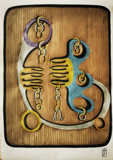 Σχέδιο με τίτλο "CHAINS" από Do.M.Ju, Αυθεντικά έργα τέχνης, Μαρκαδόρος