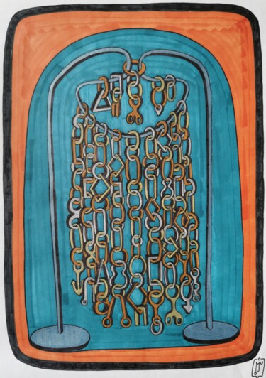 Drawing titled "FULL CHAINS" by Do.M.Ju, Original Artwork, Marker