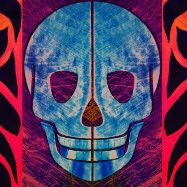 Arts numériques intitulée "Indigo skull" par Do.M.Ju, Œuvre d'art originale, Photo montage