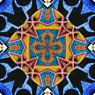 Arte digitale intitolato "kaleidoyellow" da Do.M.Ju, Opera d'arte originale, Fotomontaggio