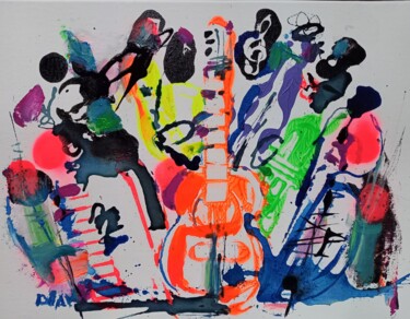 Malarstwo zatytułowany „Big Band” autorstwa Doam, Oryginalna praca, Akryl Zamontowany na Drewniana rama noszy