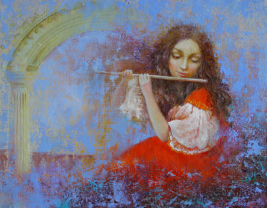 Peinture intitulée "мелодия" par Anna Dobrodii, Œuvre d'art originale, Huile Monté sur Châssis en bois
