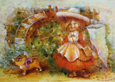 Peinture intitulée "На рыбалку" par Anna Dobrodii, Œuvre d'art originale, Huile Monté sur Châssis en bois