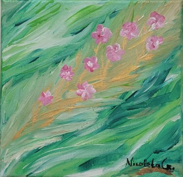 Pintura titulada "Rivière des fleurs" por Dochka Mihova (Nikoleta), Obra de arte original, Acrílico Montado en Bastidor de c…