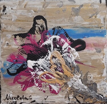 Painting titled "Fleurs explosion" by Dochka Mihova (Nikoleta), Original Artwork, Acrylic Mounted on Wood Stretcher frame