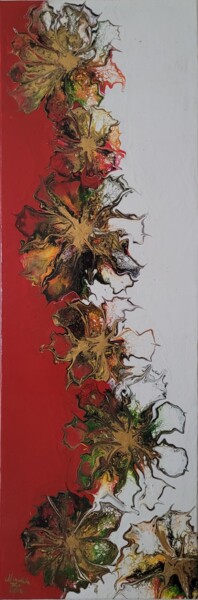 Painting titled "Extravagance floral…" by Dochka Mihova (Nikoleta), Original Artwork, Acrylic Mounted on Wood Stretcher frame