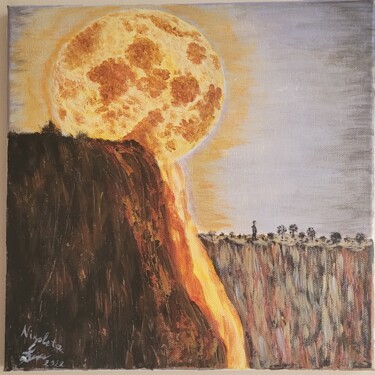 Pintura titulada "" melting moon "" por Dochka Mihova (Nikoleta), Obra de arte original, Acrílico