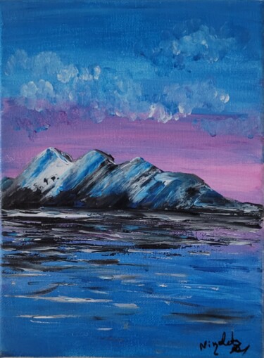 Картина под названием "Les montagnes blues" - Dochka Mihova (Nikoleta), Подлинное произведение искусства, Акрил Установлен н…