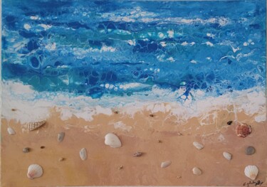 "la plage dorée" başlıklı Tablo Dochka Mihova (Nikoleta) tarafından, Orijinal sanat, Akrilik Ahşap Sedye çerçevesi üzerine m…