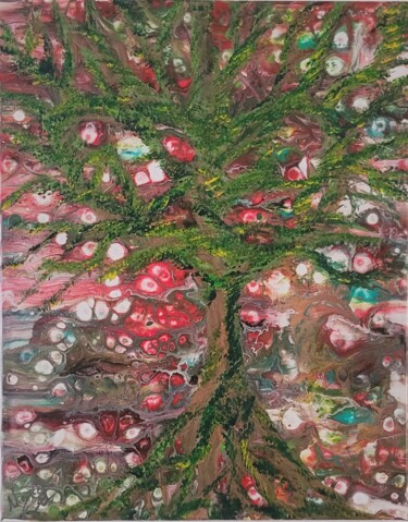 Malarstwo zatytułowany „Tree of love” autorstwa Dochka Mihova (Nikoleta), Oryginalna praca, Akryl Zamontowany na Drewniana r…