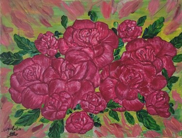 Картина под названием "bouquet d'amour" - Dochka Mihova (Nikoleta), Подлинное произведение искусства, Акрил Установлен на Де…