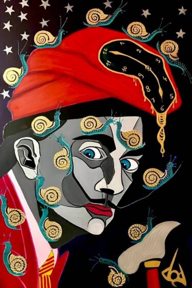 Malarstwo zatytułowany „Salvador Dali” autorstwa Dod, Oryginalna praca, Akryl Zamontowany na Drewniana rama noszy
