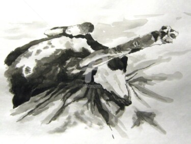 Painting titled "Lounging Lurcher 1" by Father Douglas, Original Artwork, Oil