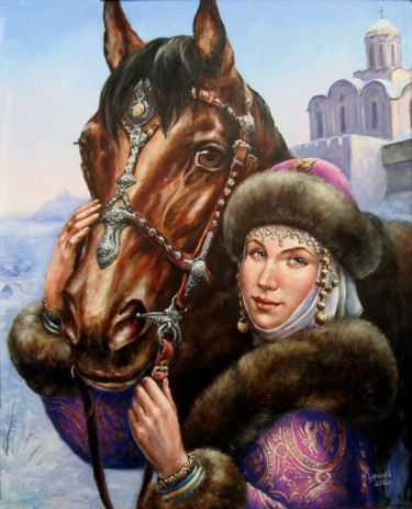 Painting titled "Анна Ярославна.jpg" by Mikhail Shchriliov, Original Artwork, Oil