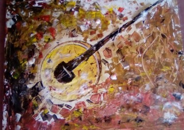 Painting titled "Instruments de musi…" by Dogy Le Zoula, Original Artwork, Oil Mounted on Wood Stretcher frame